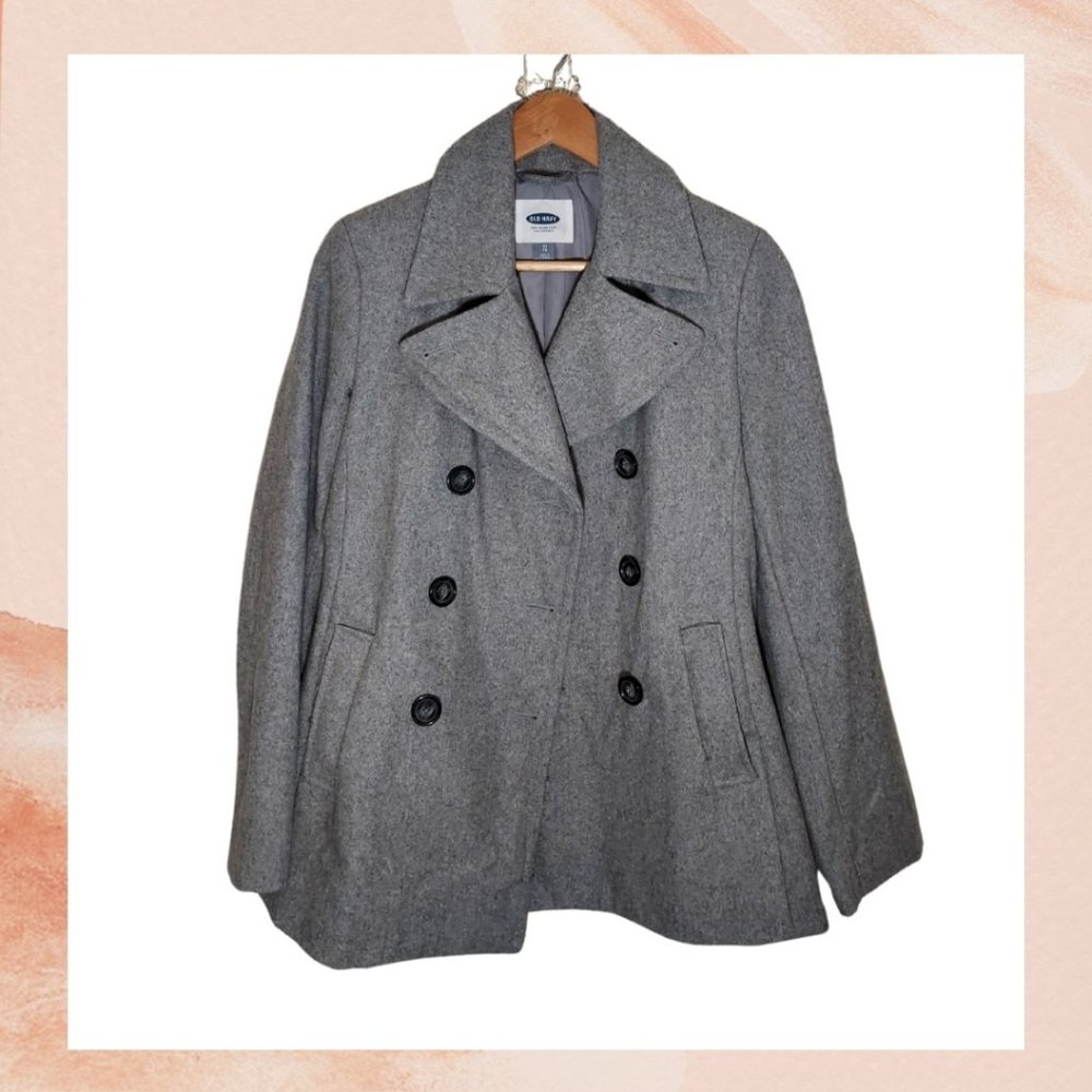 Old Navy Gray Wool Blend Pea Coat